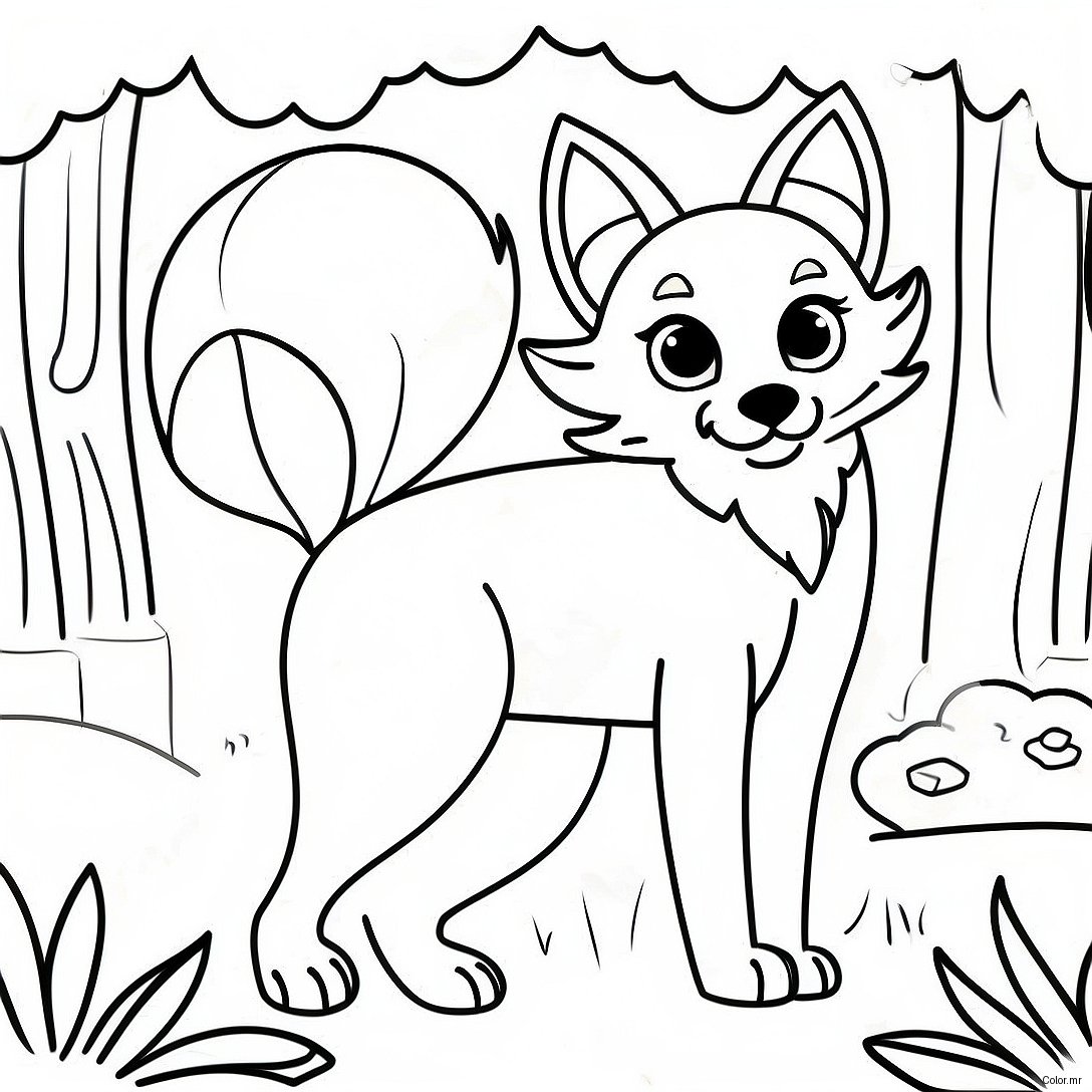 Mystical Nine Tailed Fox In Forest Coloring Page 18046 15122