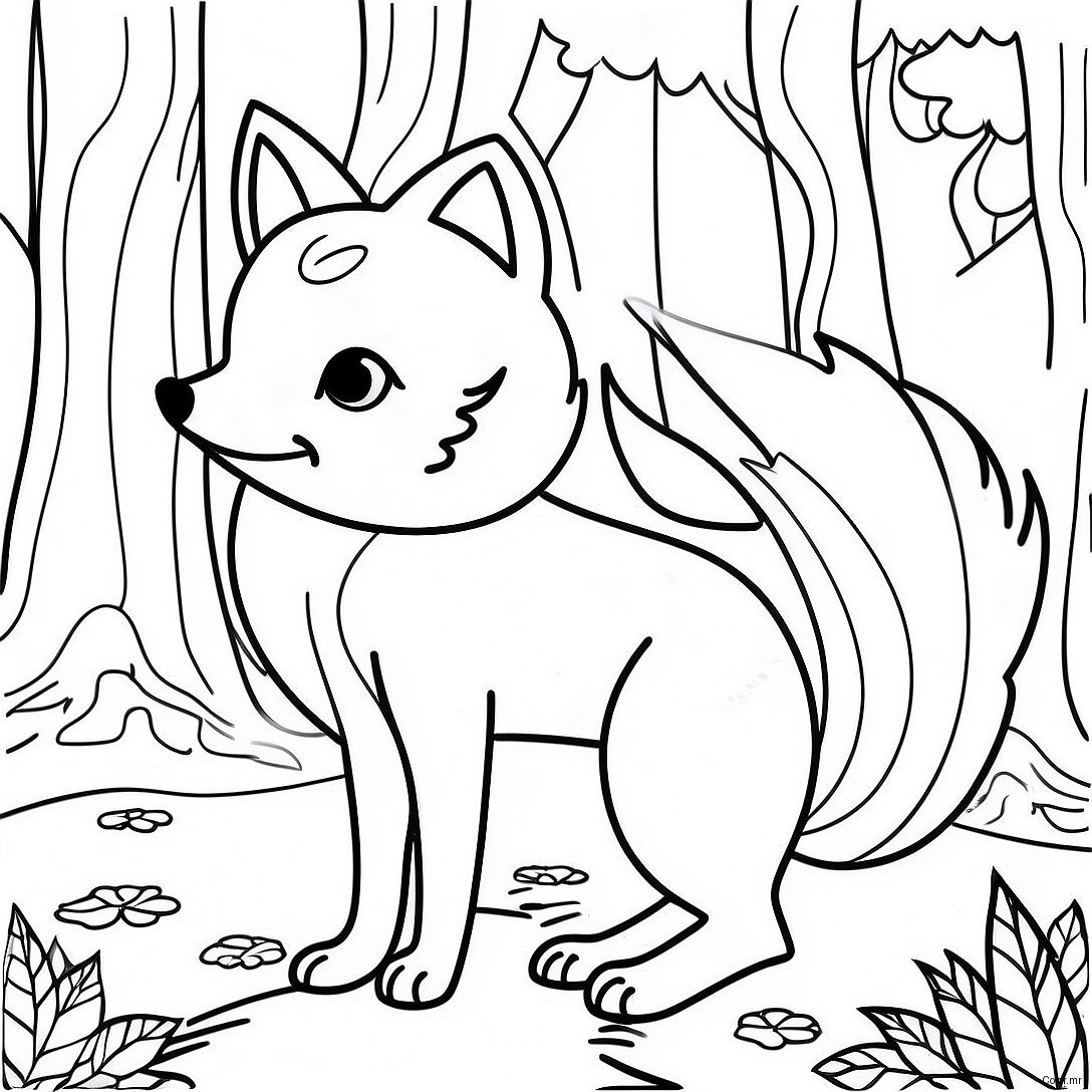 Mystical Nine Tailed Fox In Forest Coloring Page 18046 15123