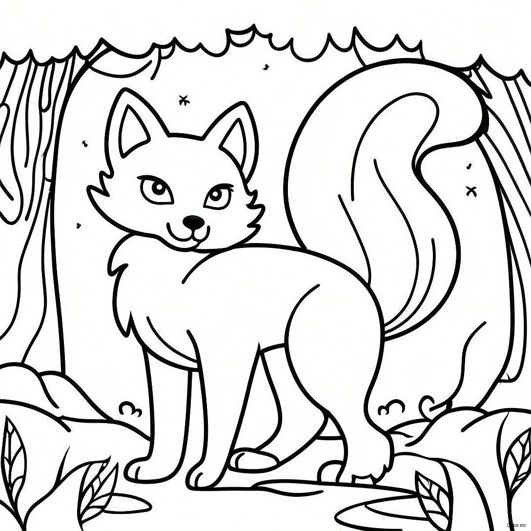 Mystical Nine Tailed Fox In Forest Coloring Page 18046 15124