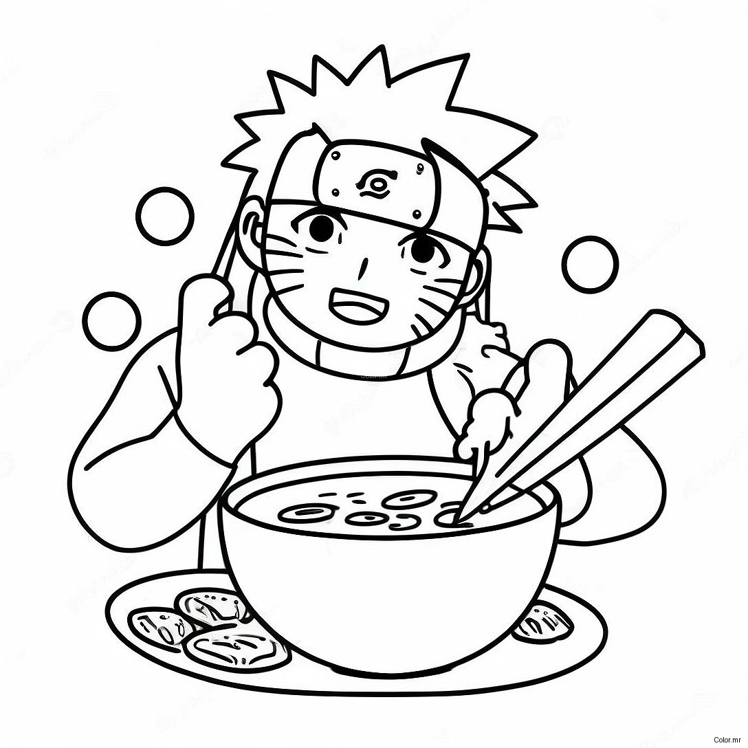 Naruto Enjoying Delicious Ramen Coloring Page 70124 57990