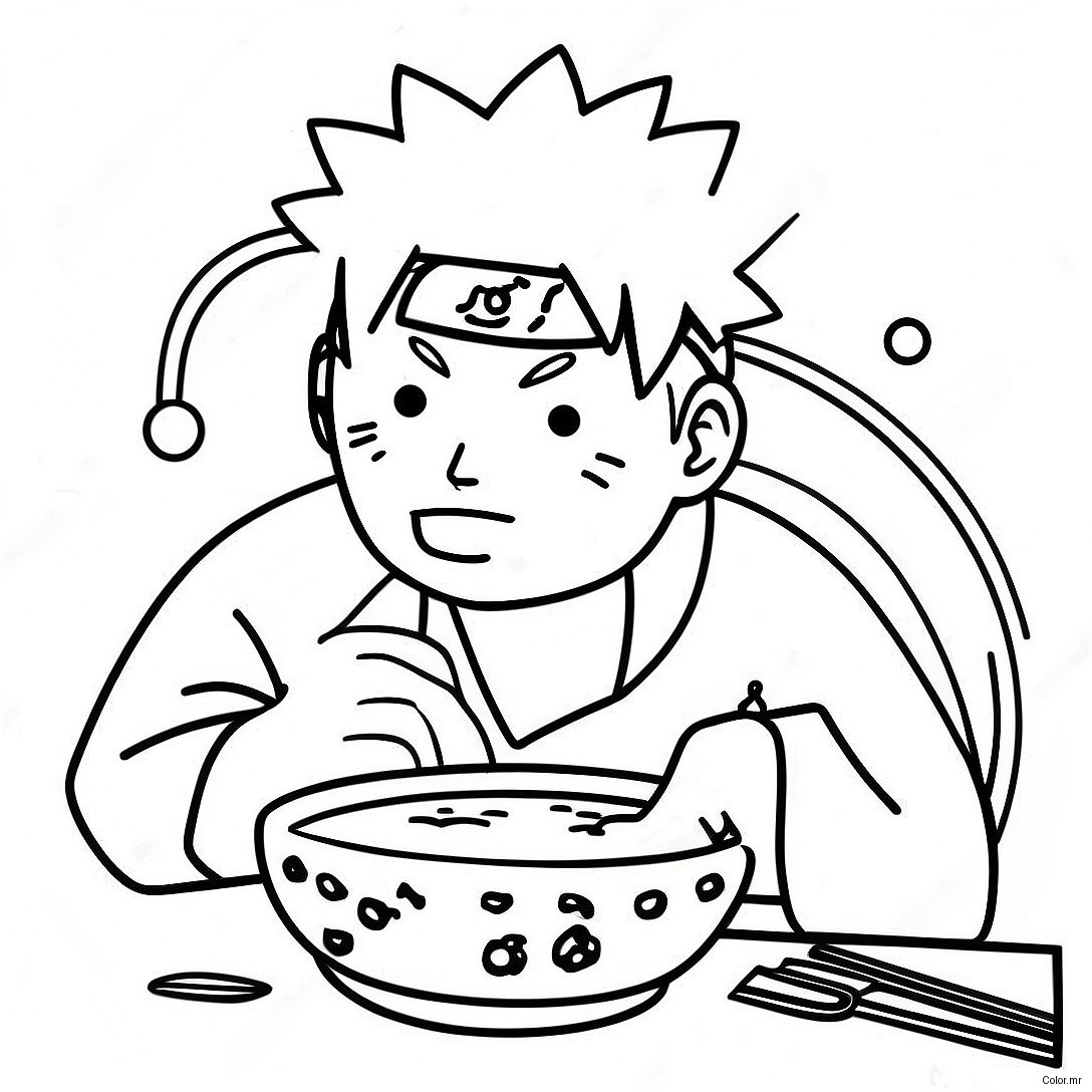 Naruto Enjoying Delicious Ramen Coloring Page 70124 57991