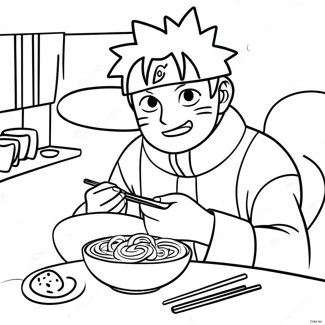 Naruto Enjoying Delicious Ramen Coloring Page 70124 57992