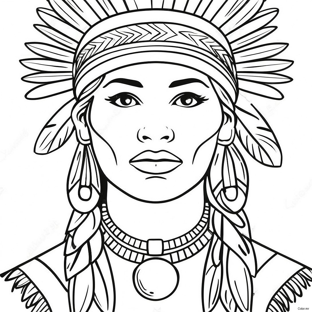 Native American Woman In Traditional Dress Coloring Page 57924 48151