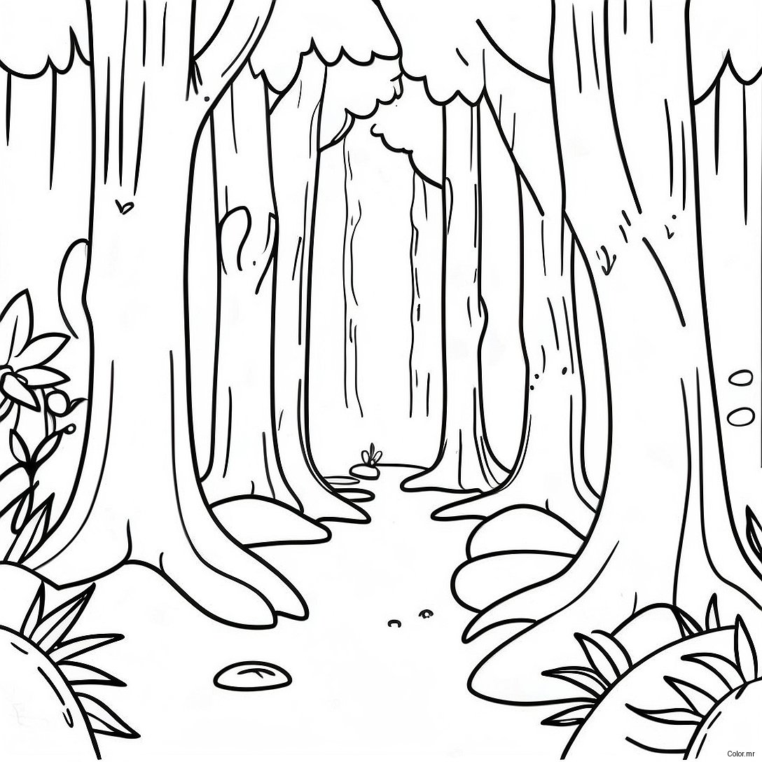 Nature Realistic Forest Scene Coloring Page 8114 6588