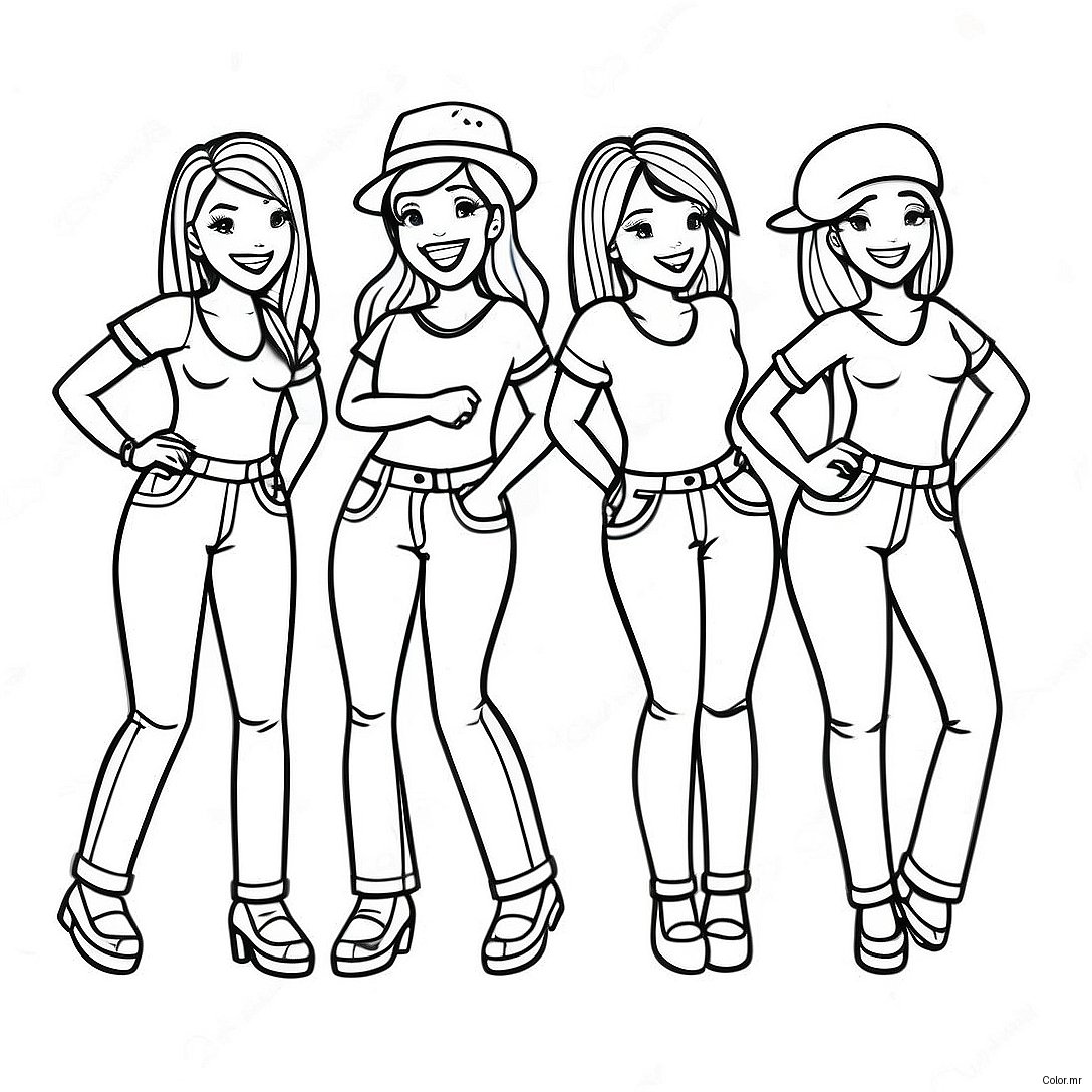 Newjeans Members In Fun Poses Coloring Page 41570 34506