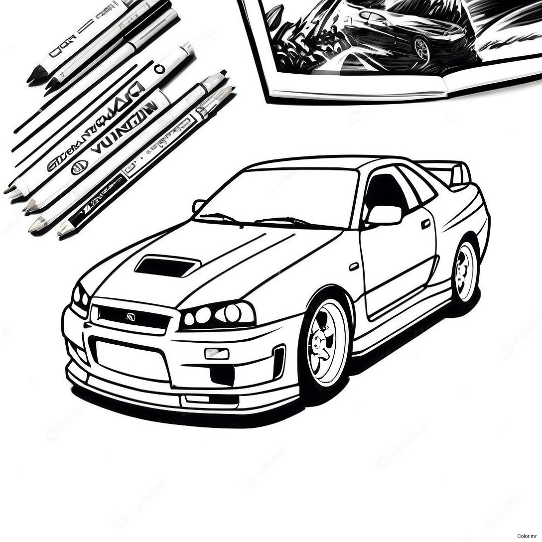 Nissan Skyline Gtr R34 Racing Action Coloring Page 55502 46169
