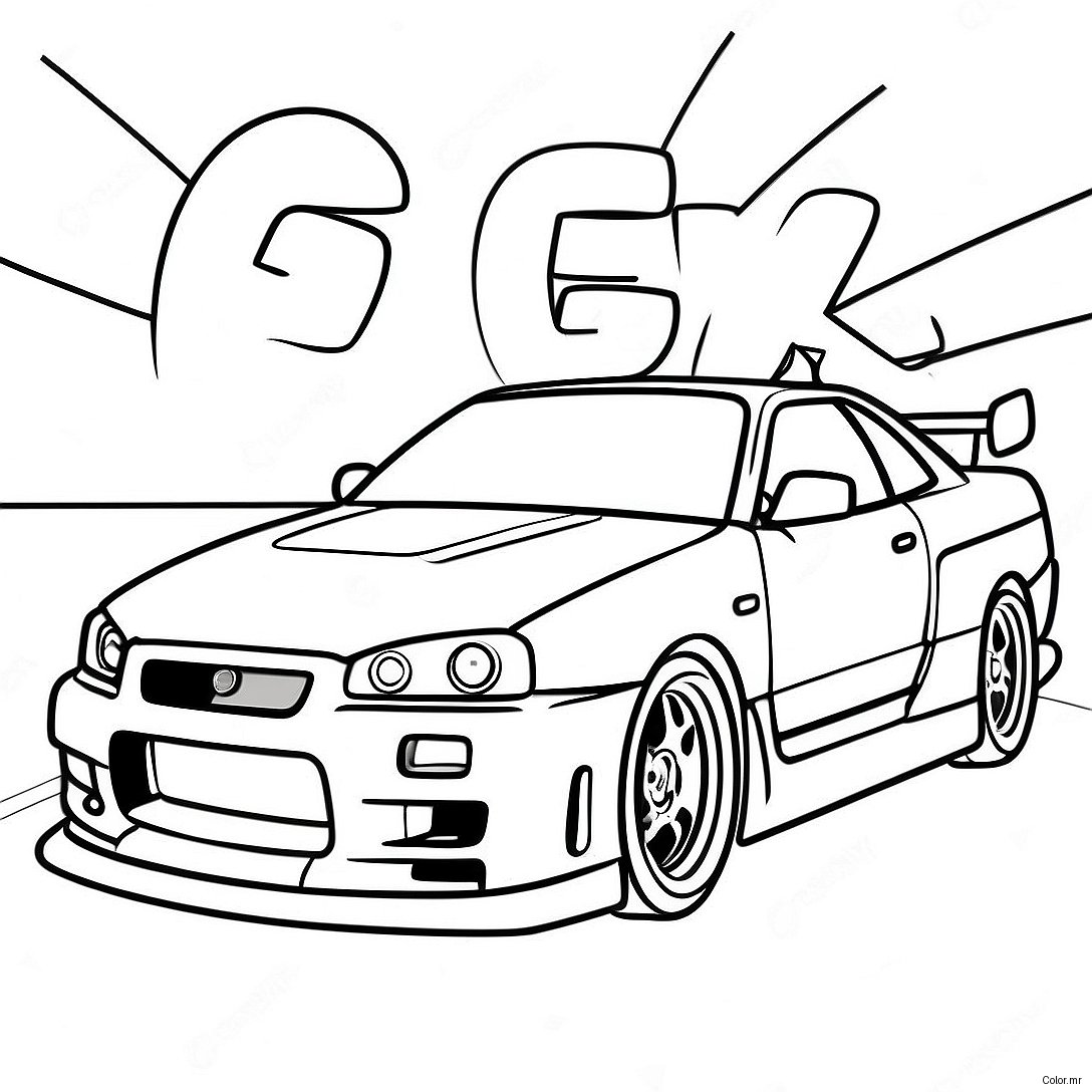 Nissan Skyline Gtr R34 Racing Action Coloring Page 55502 46171