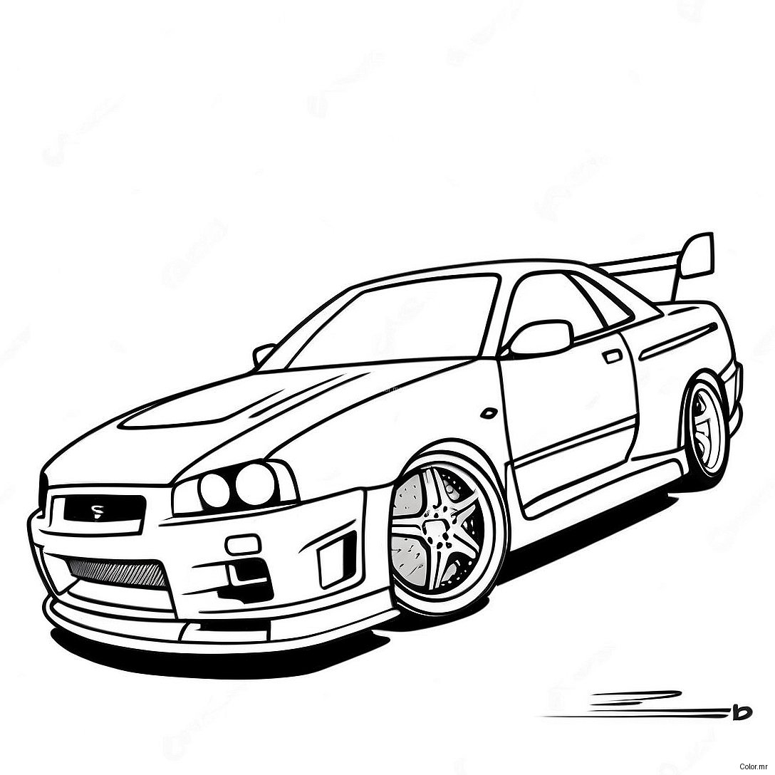 Nissan Skyline R34 Racing Action Coloring Page 36966 30790