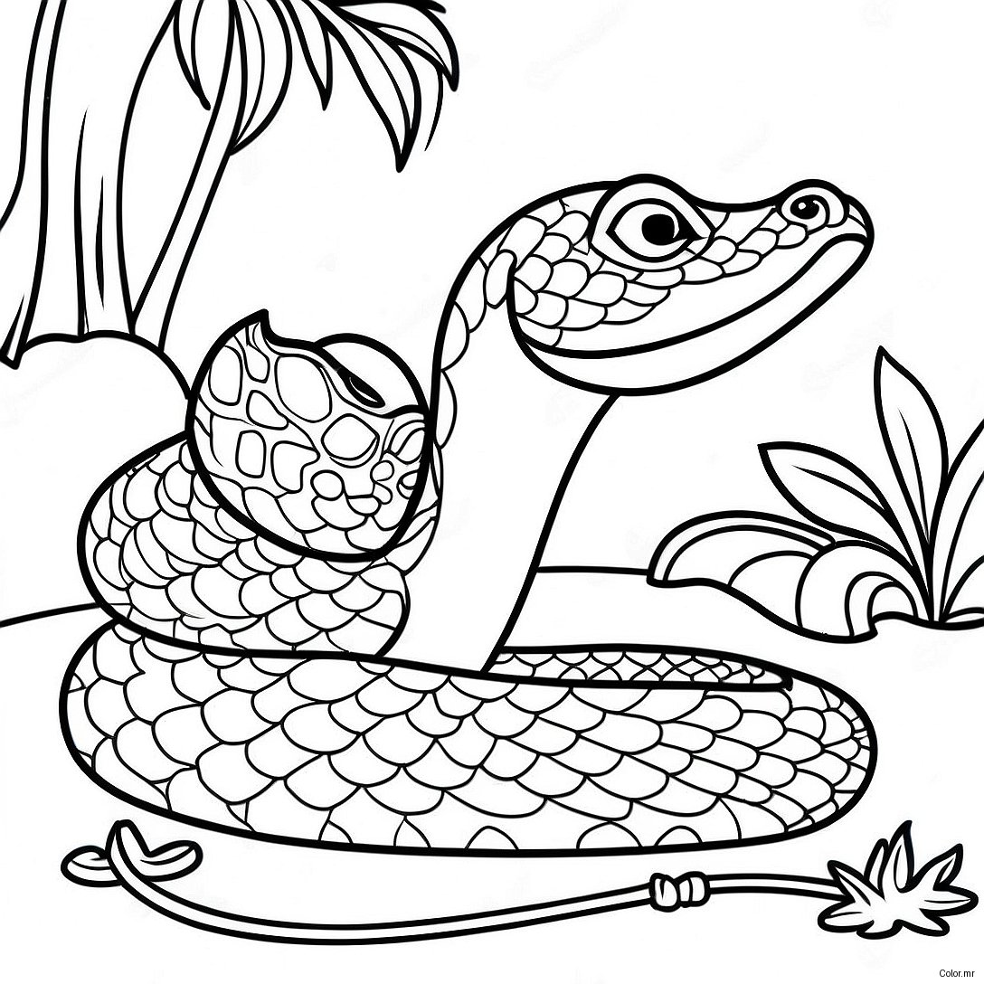 Pagina Para Colorear Anaconda Realista En La Jungla 16332 13777