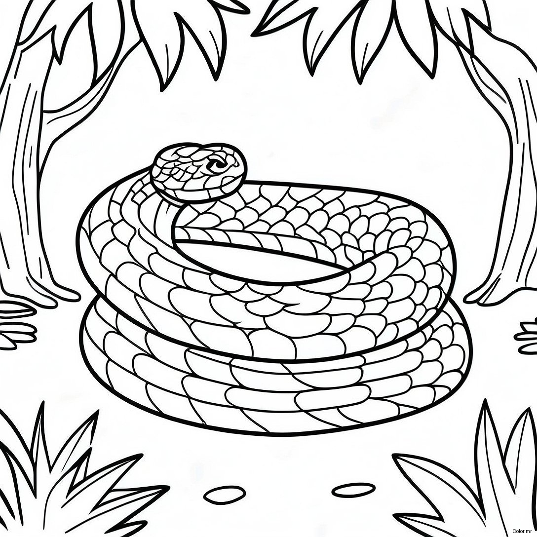 Pagina Para Colorear Anaconda Realista En La Jungla 16332 13778