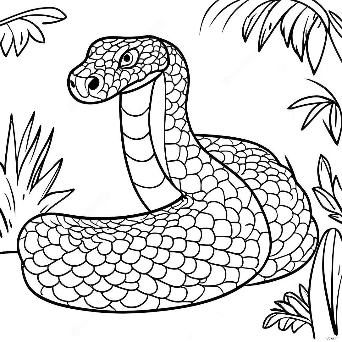 Pagina Para Colorear Anaconda Realista En La Jungla 16332 13779