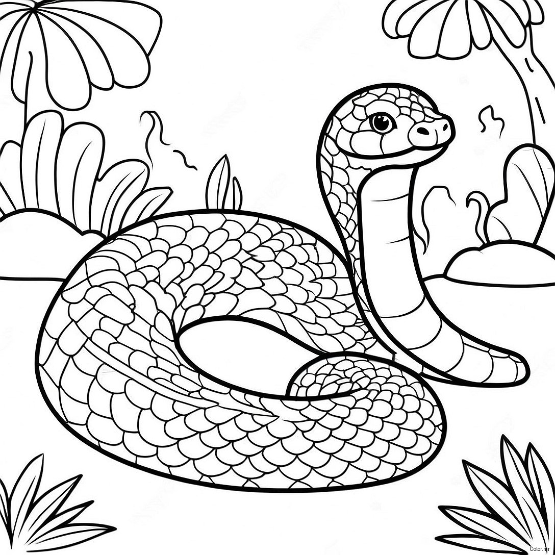 Pagina Para Colorear Anaconda Realista En La Jungla 16332 13780