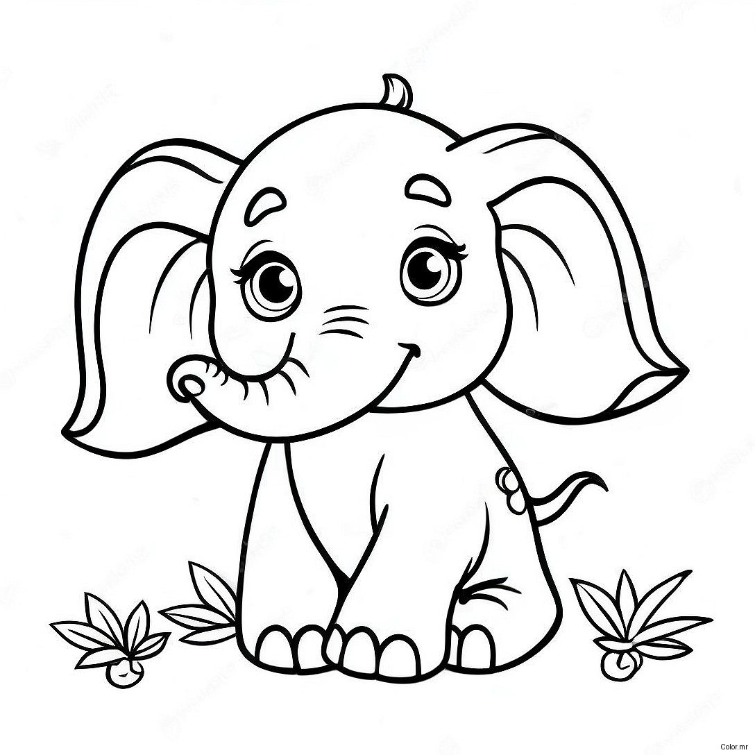 Pagina Para Colorear De Bebe Elefante Realista Y Adorable 11708 9589