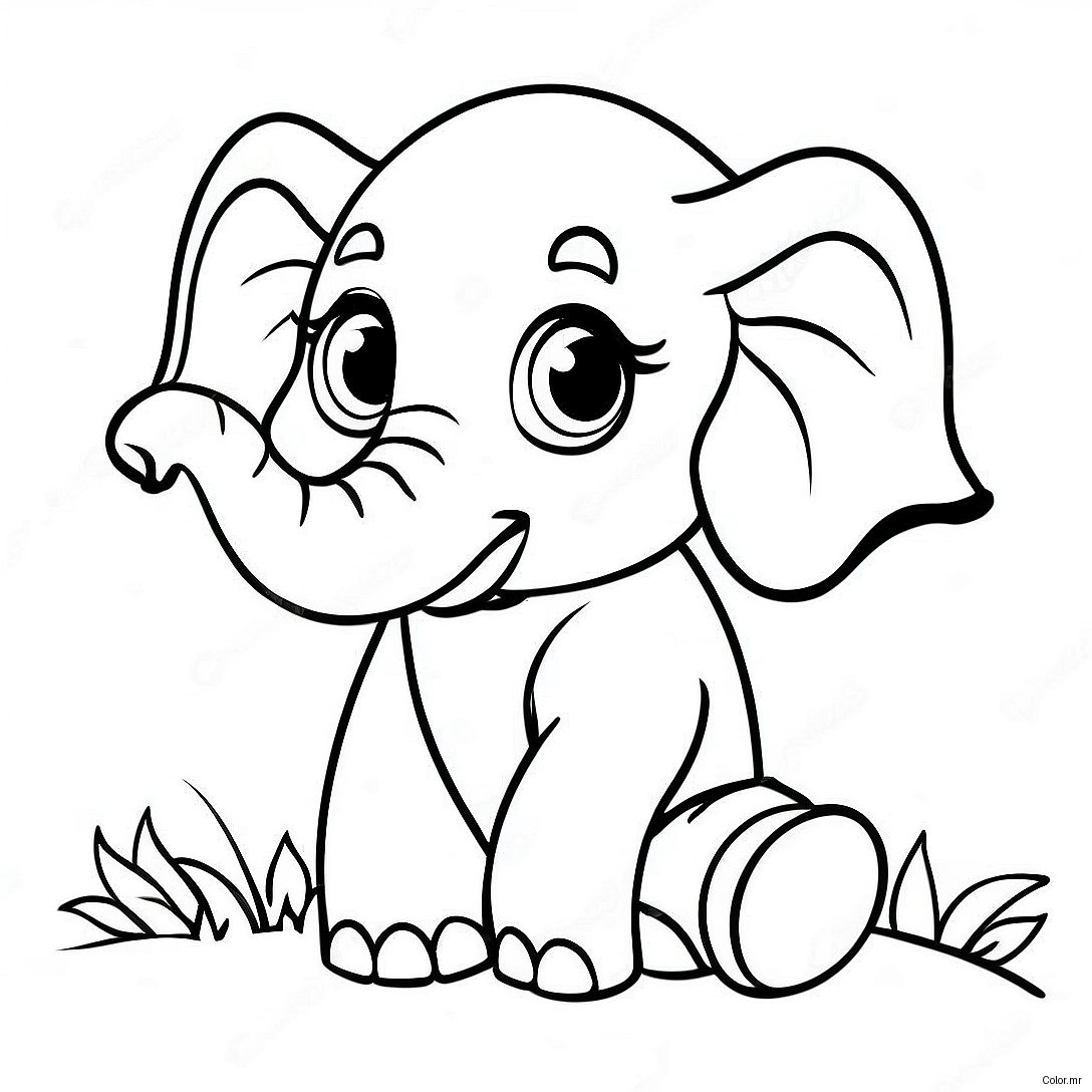 Pagina Para Colorear De Bebe Elefante Realista Y Adorable 11708 9590