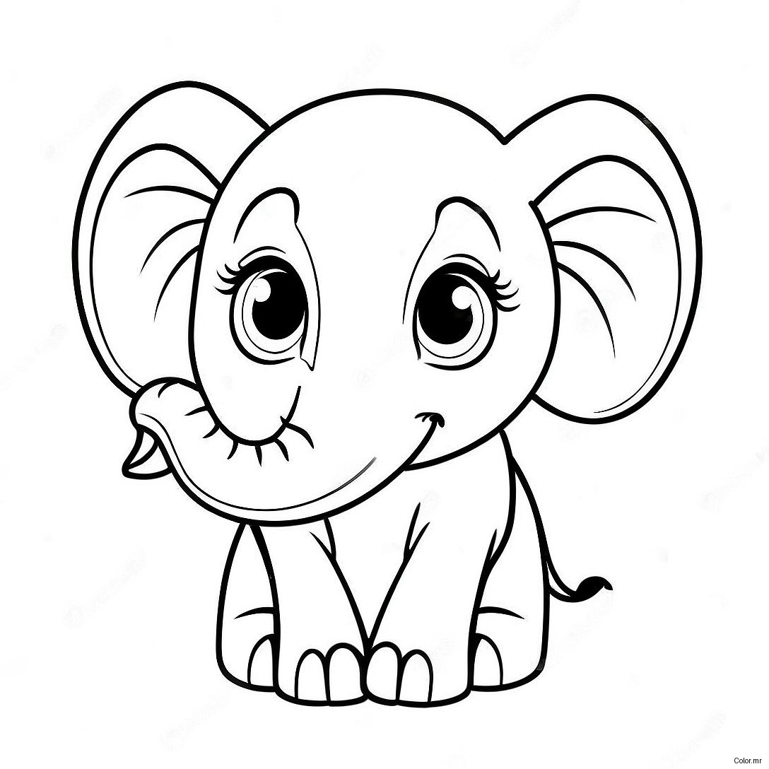 Pagina Para Colorear De Bebe Elefante Realista Y Adorable 11708 9591