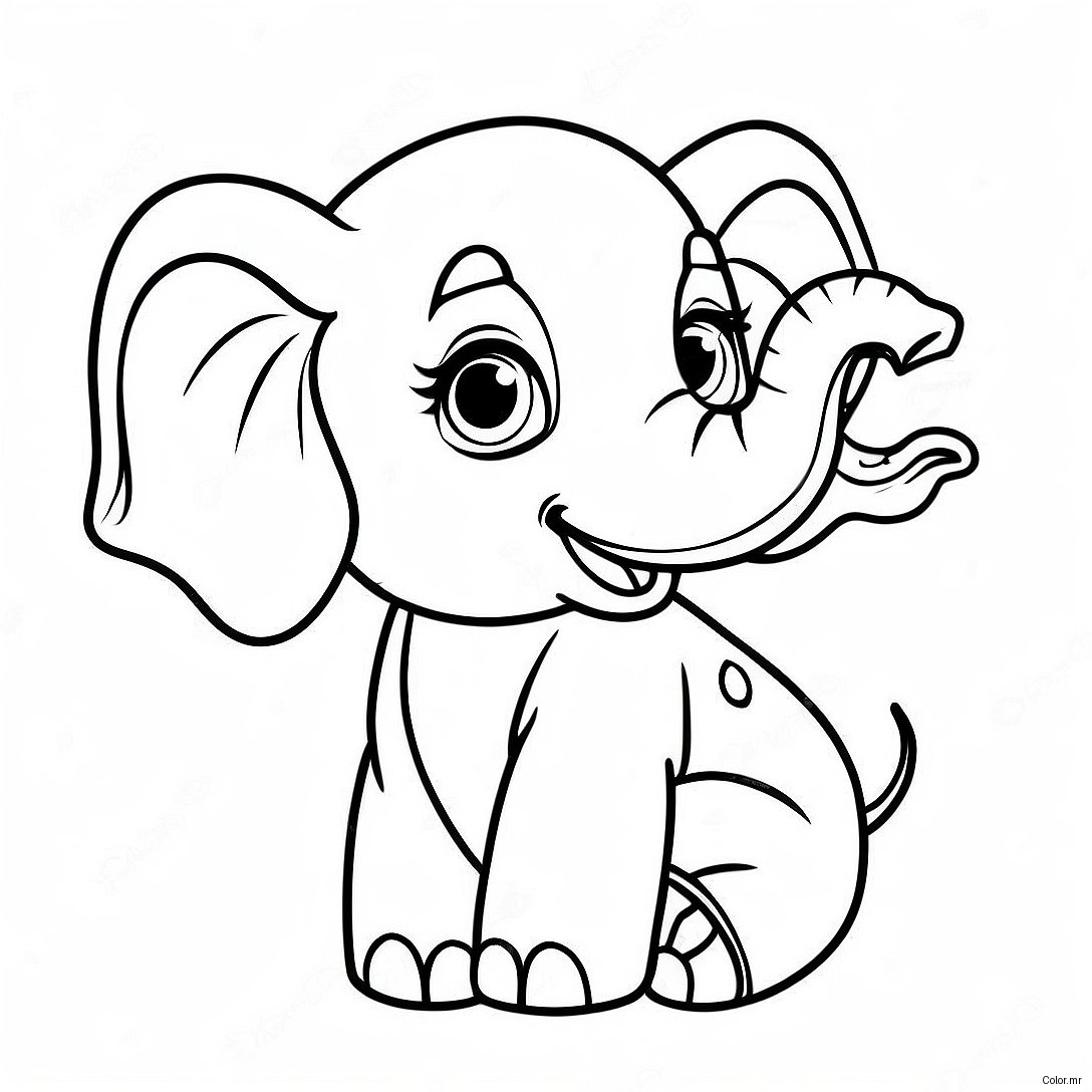 Pagina Para Colorear De Bebe Elefante Realista Y Adorable 11708 9592