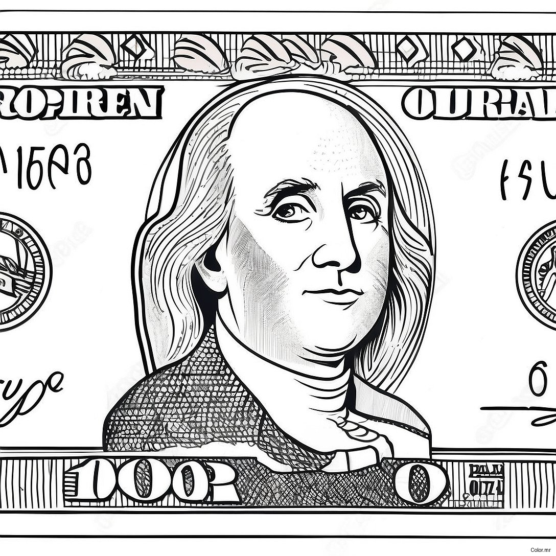 Pagina Para Colorear De Billete De 100 Dolares Realista 49705 41465