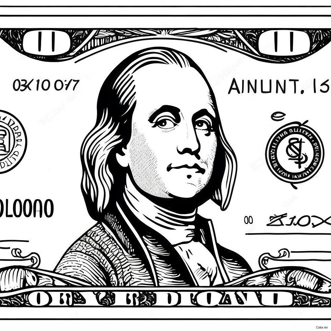 Pagina Para Colorear De Billete De 100 Dolares Realista 49705 41467