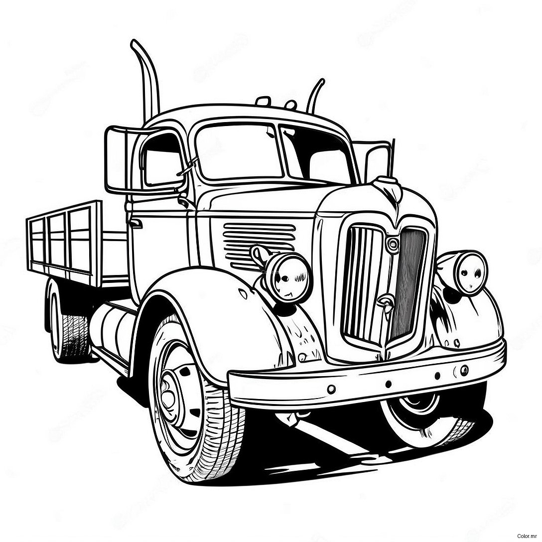 Pagina Para Colorear De Camion De Cama Plana Vintage 48335 40165