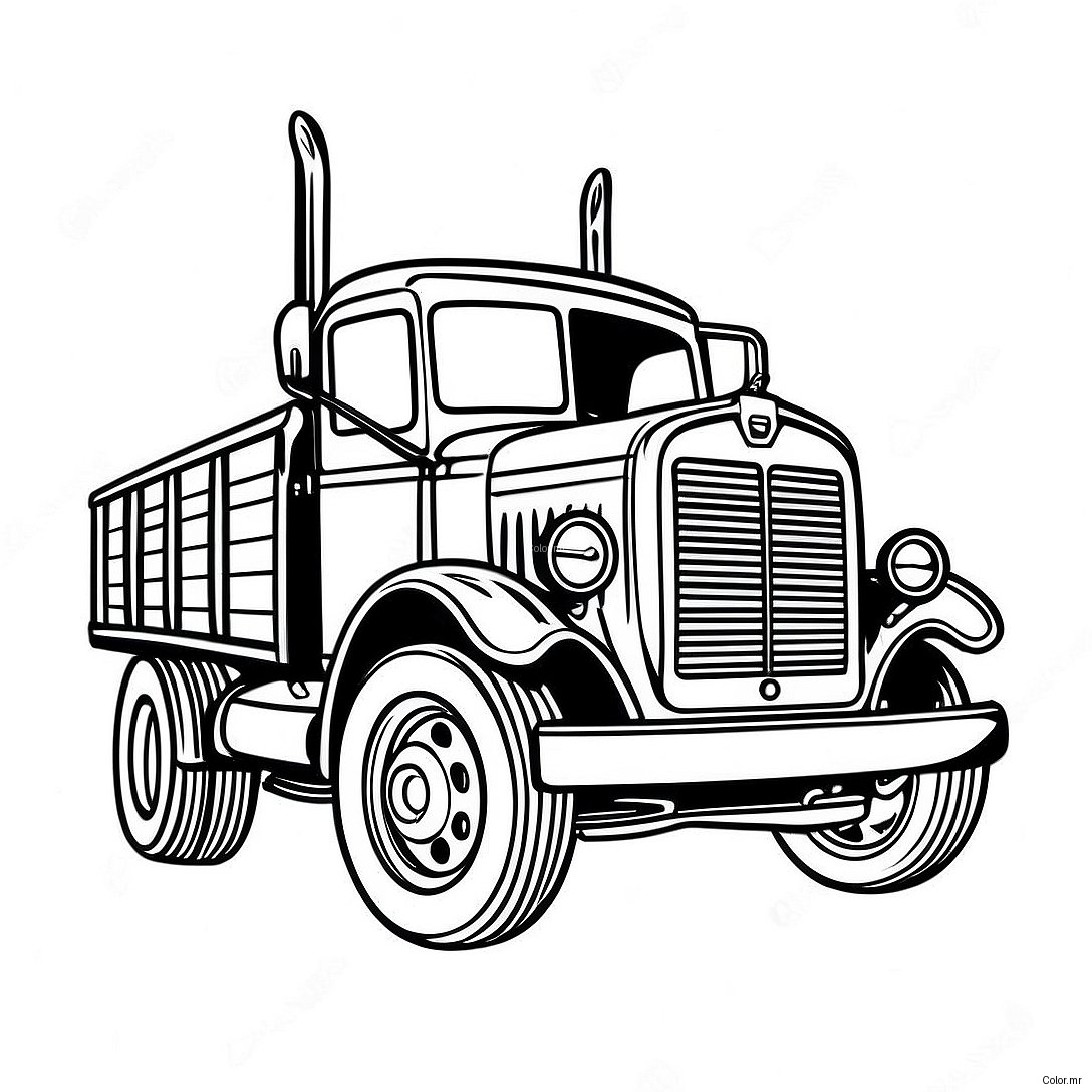 Pagina Para Colorear De Camion De Cama Plana Vintage 48335 40166