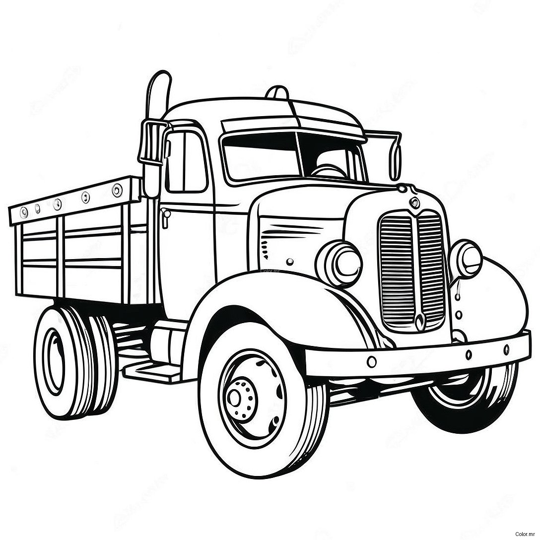 Pagina Para Colorear De Camion De Cama Plana Vintage 48335 40167