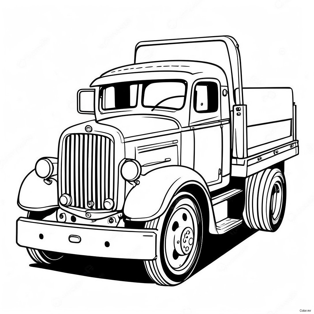 Pagina Para Colorear De Camion De Cama Plana Vintage 48335 40168