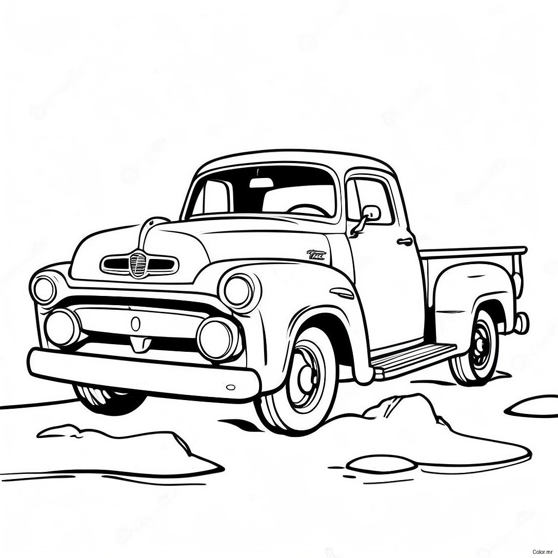 Pagina Para Colorear De Camion Pickup Vintage 28526 25845