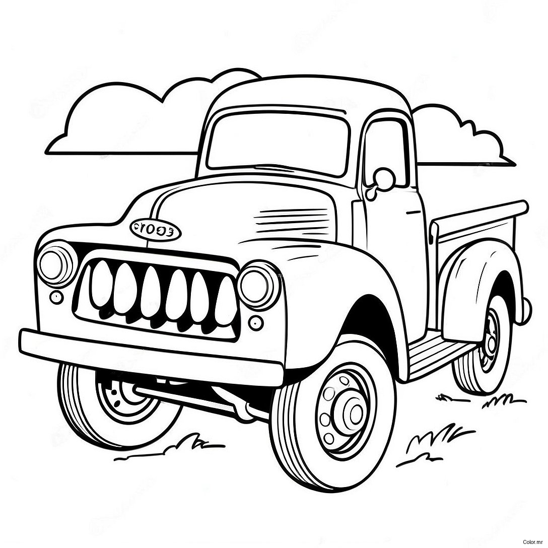 Pagina Para Colorear De Camion Pickup Vintage 28526 25847