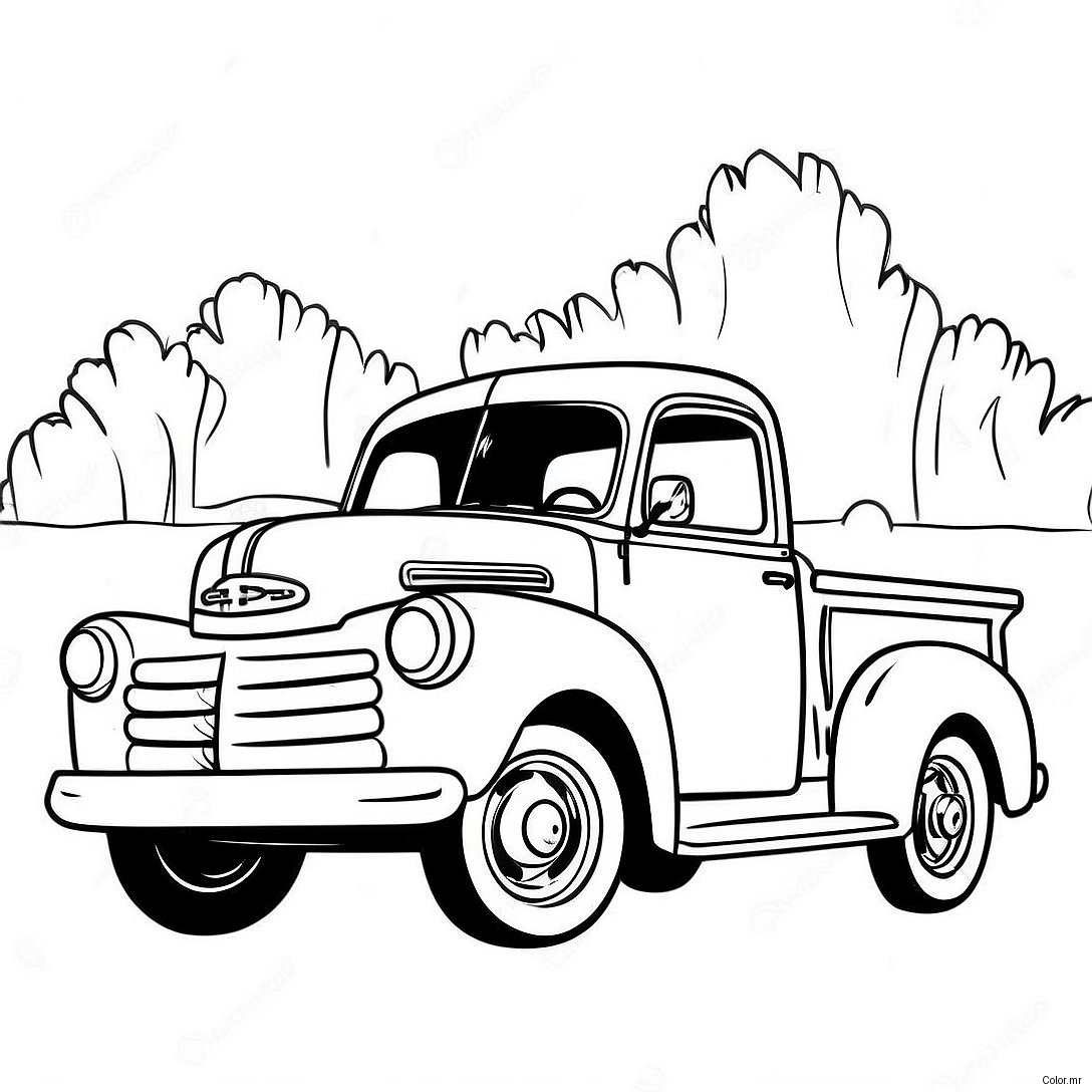 Pagina Para Colorear De Camion Pickup Vintage 28526 25848