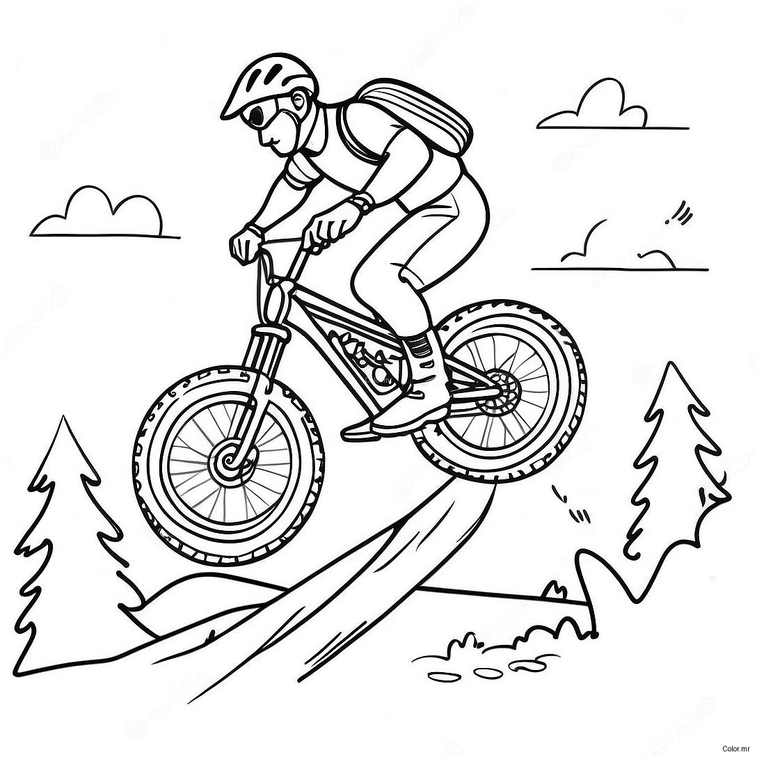 Pagina Para Colorear De Ciclista De Montana Genial Saltando Sobre Una Rampa 24595 22577