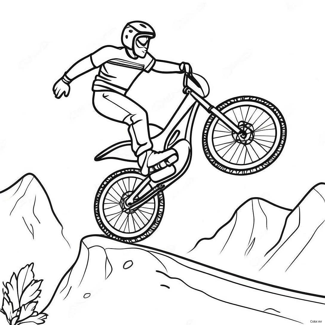 Pagina Para Colorear De Ciclista De Montana Genial Saltando Sobre Una Rampa 24595 22578