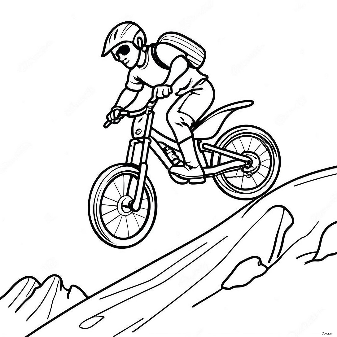 Pagina Para Colorear De Ciclista De Montana Genial Saltando Sobre Una Rampa 24595 22580