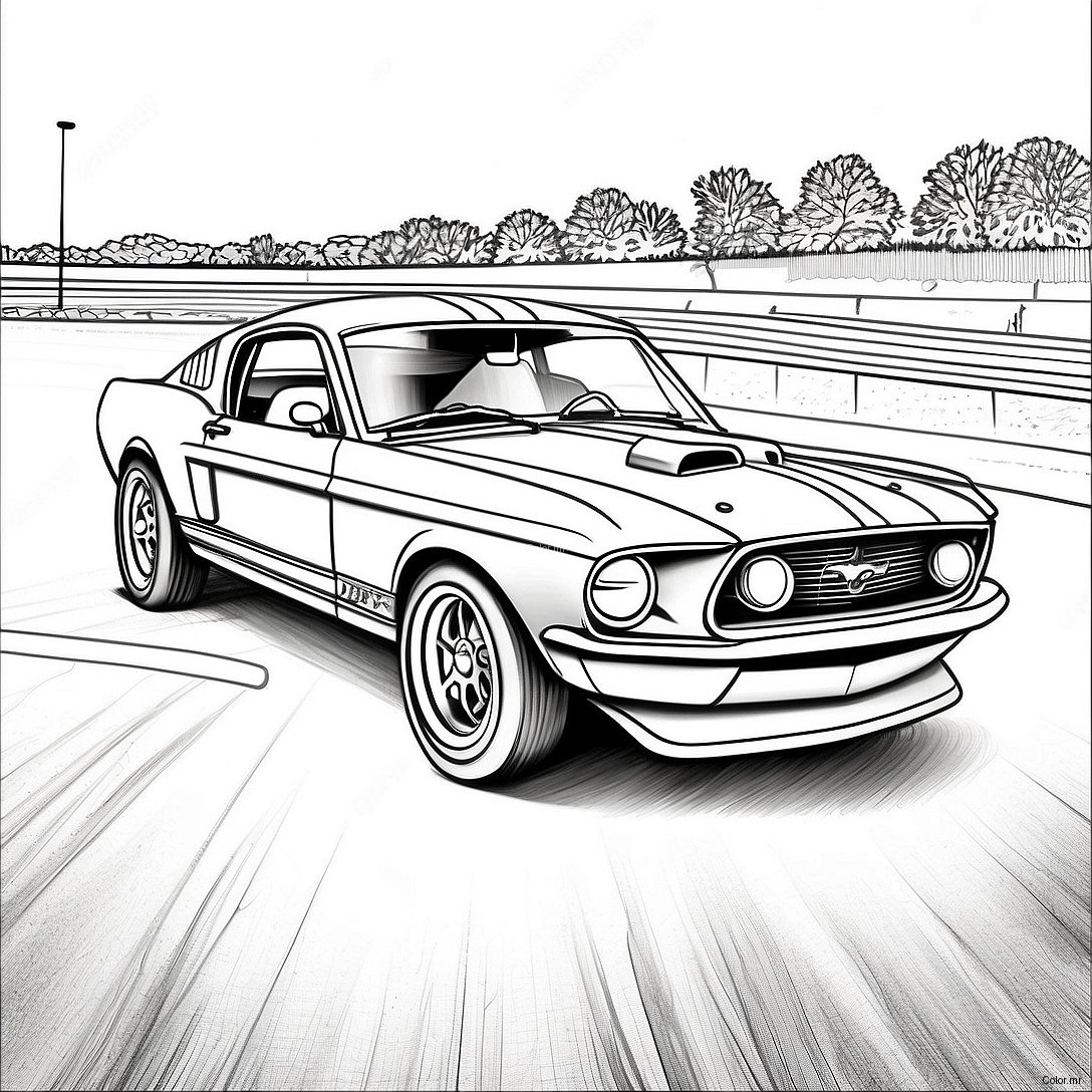 Pagina Para Colorear De Coche De Carreras Mustang Vintage 55902 46494