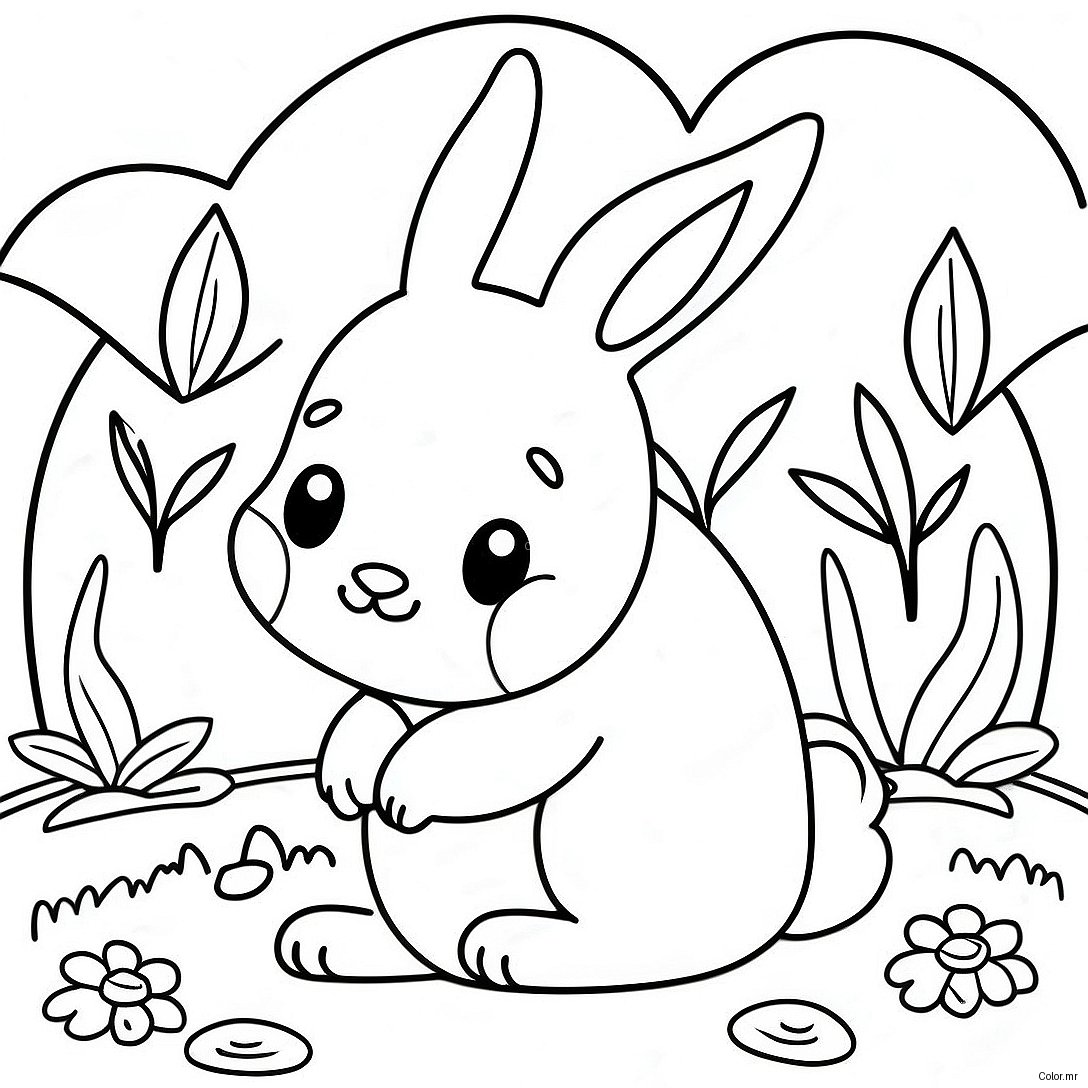 Pagina Para Colorear De Conejo Realista Lindo En El Jardin 28657 25942
