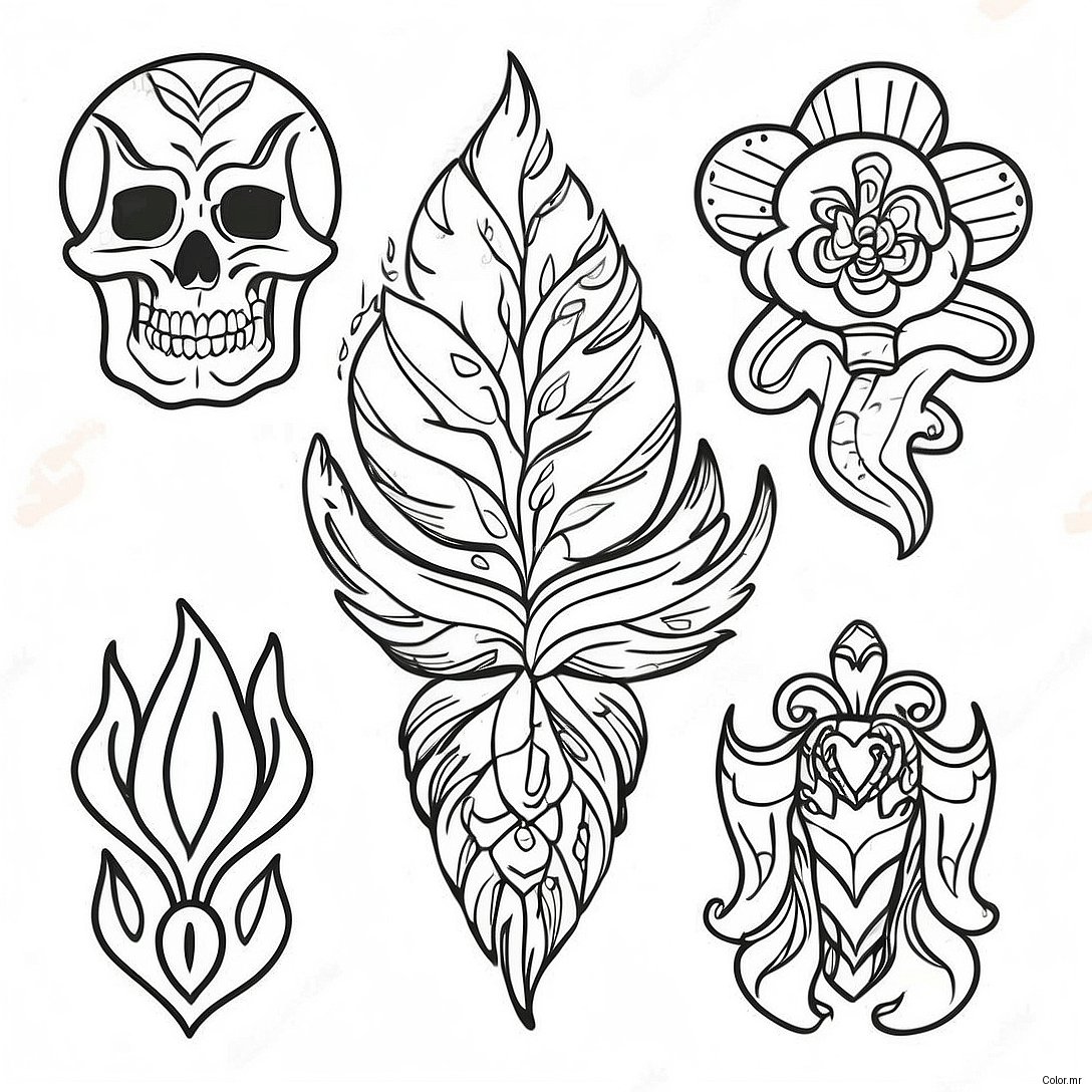 Pagina Para Colorear De Disenos De Tatuajes Tradicionales Americanos Vintage 37977 31593