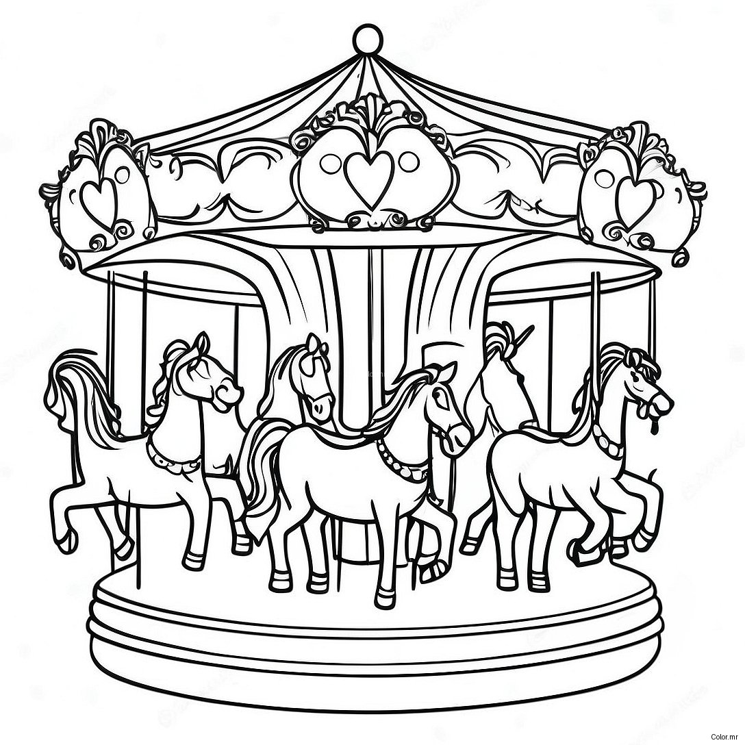 Pagina Para Colorear De Escena De Carrusel Vintage 32250 16699