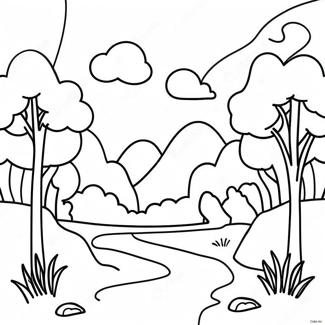 Pagina Para Colorear De Escena Natural Minimalista 7394 6011