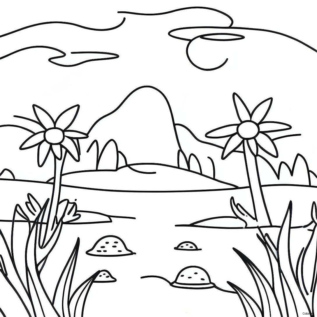 Pagina Para Colorear De Escena Natural Minimalista 7394 6012