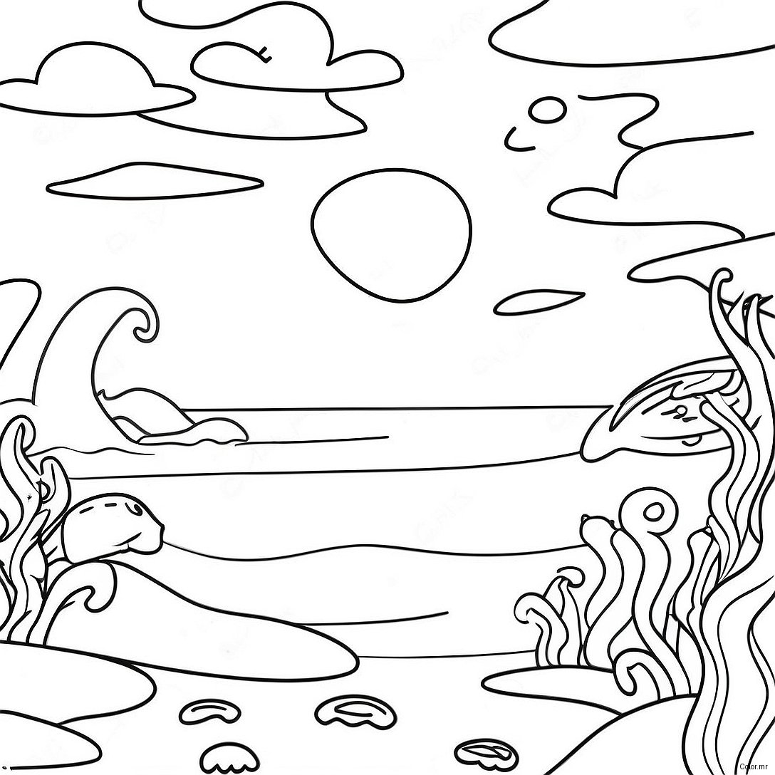 Pagina Para Colorear De Escena Oceanica Realista 20039 18670