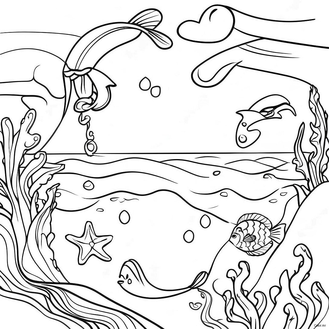 Pagina Para Colorear De Escena Oceanica Realista 20039 18672
