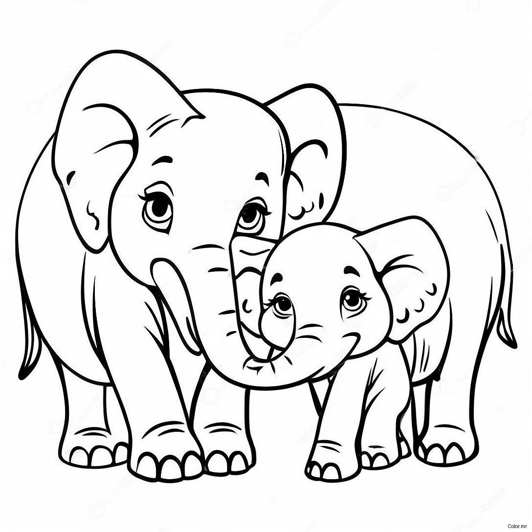 Pagina Para Colorear De Familia De Elefantes Realista 49484 41285