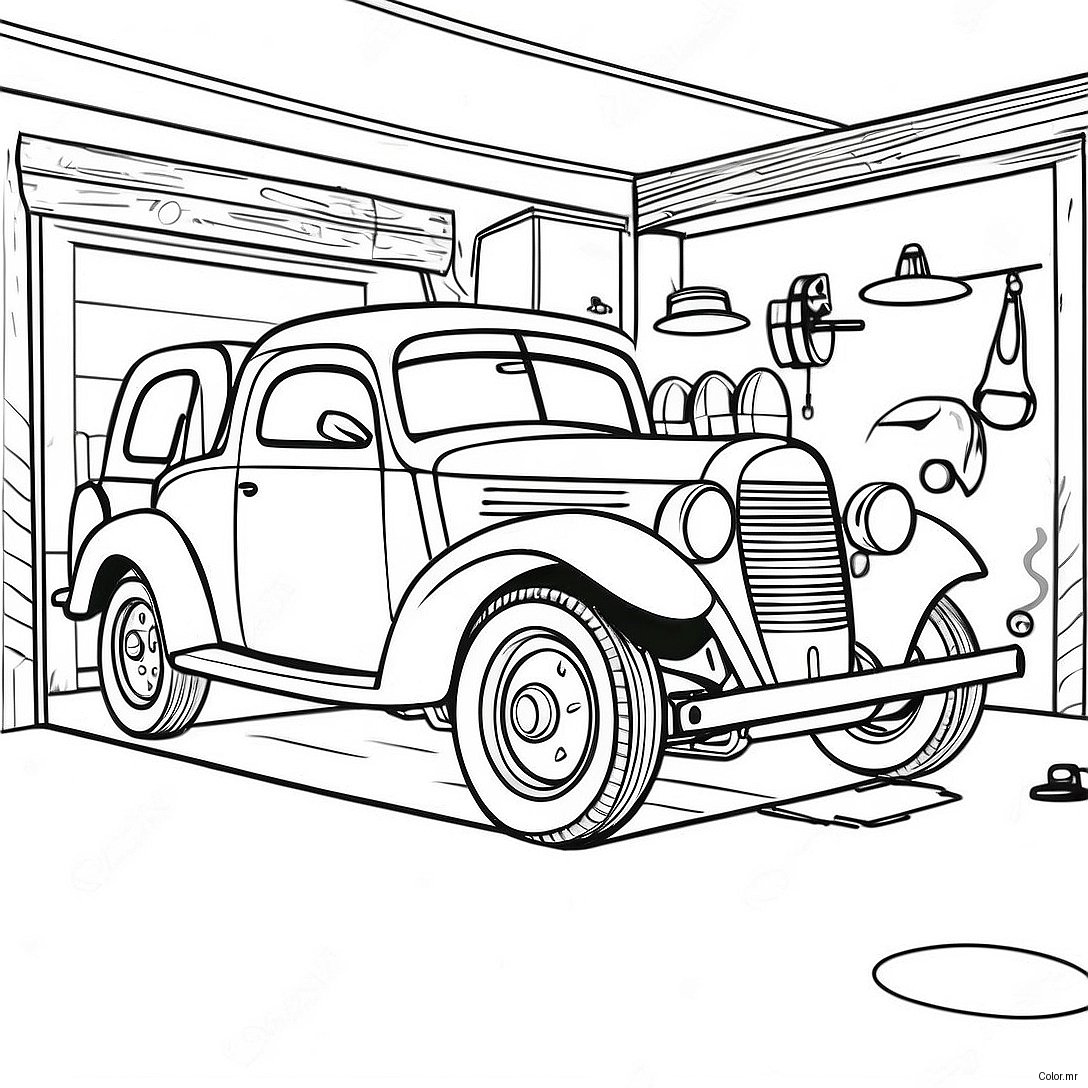 Pagina Para Colorear De Garaje De Mecanico Vintage 49185 40850