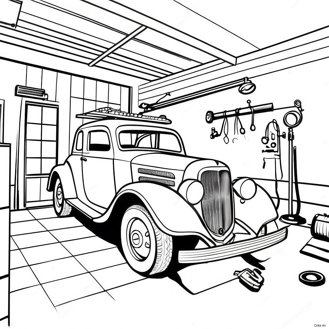 Pagina Para Colorear De Garaje De Mecanico Vintage 49185 40852