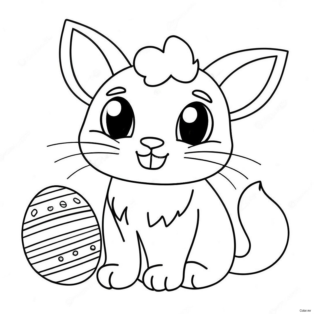 Pagina Para Colorear De Gato De Pascua Jugueton Con Orejas De Conejo 36054 30071