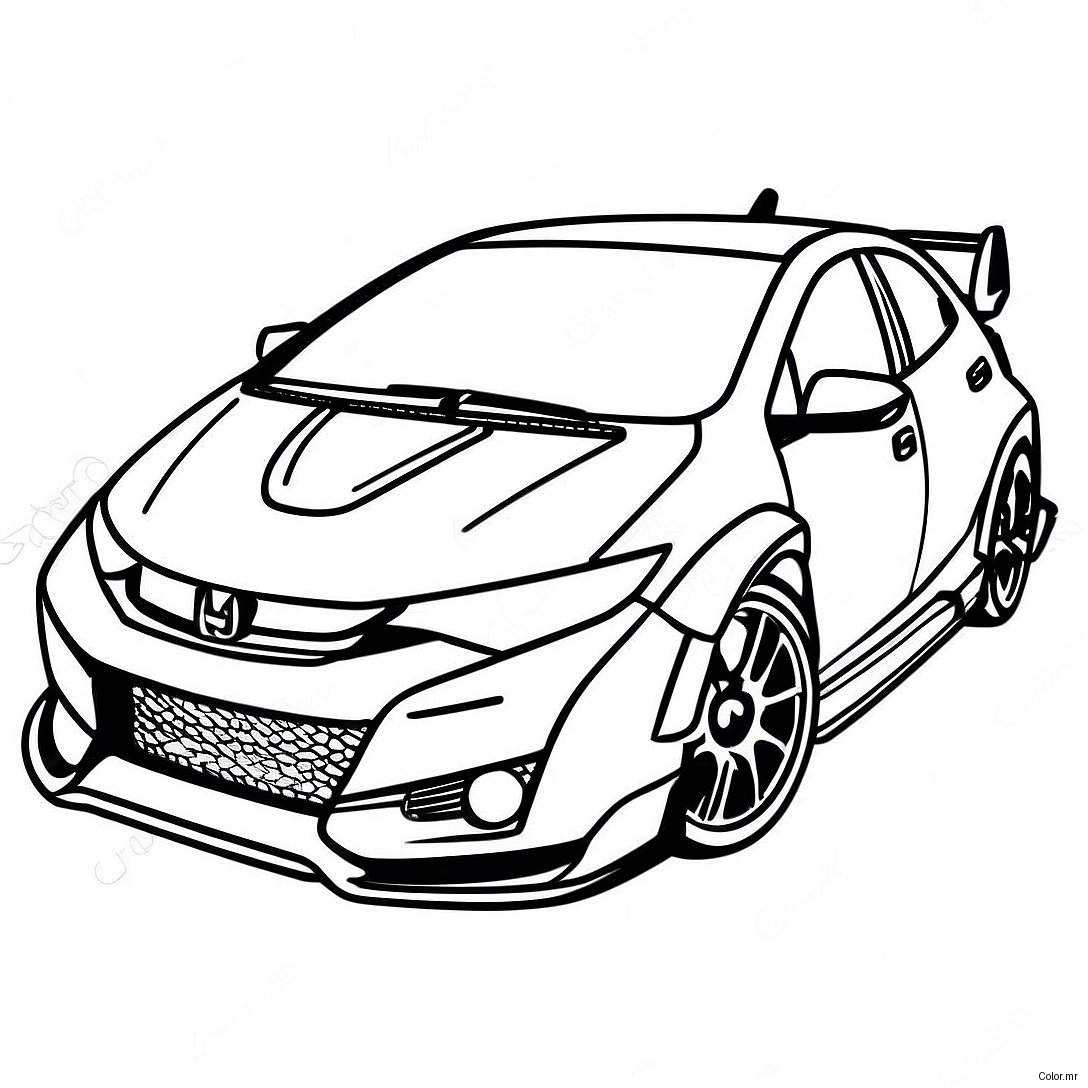 Pagina Para Colorear De Honda Civic Type R Deportivo 56702 47132