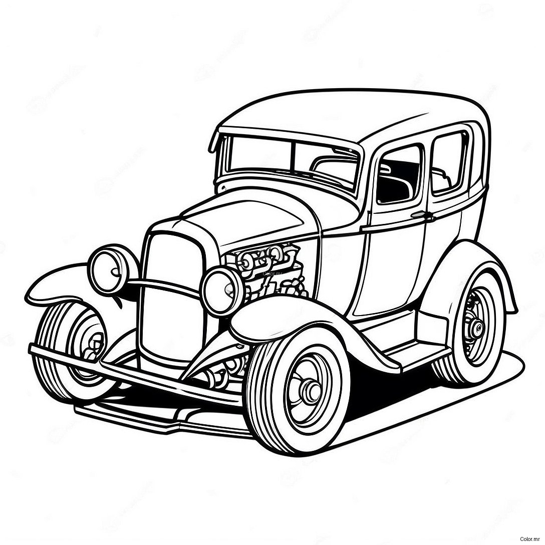 Pagina Para Colorear De Hot Rod Vintage 4602 3701