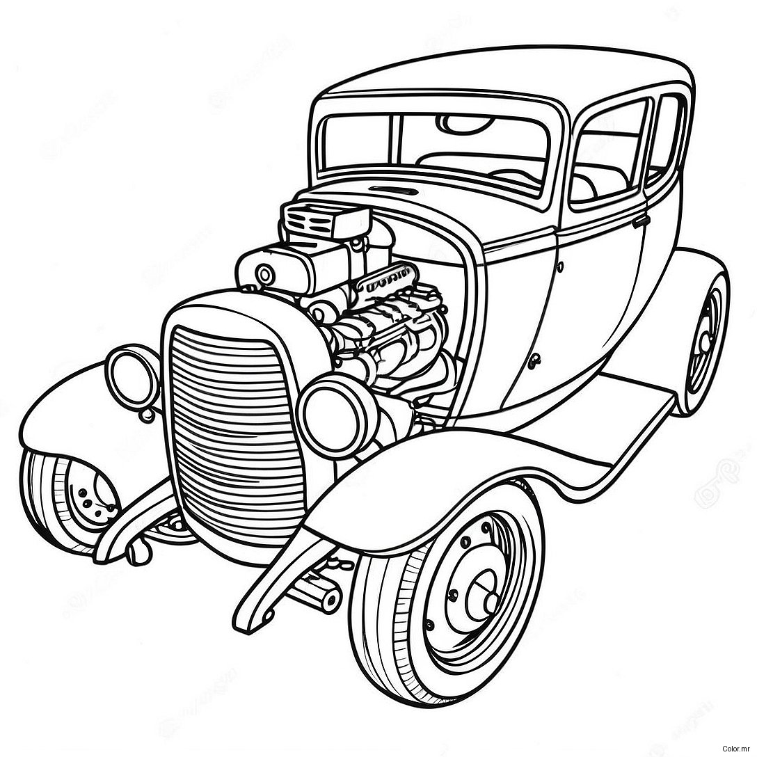 Pagina Para Colorear De Hot Rod Vintage 4602 3702