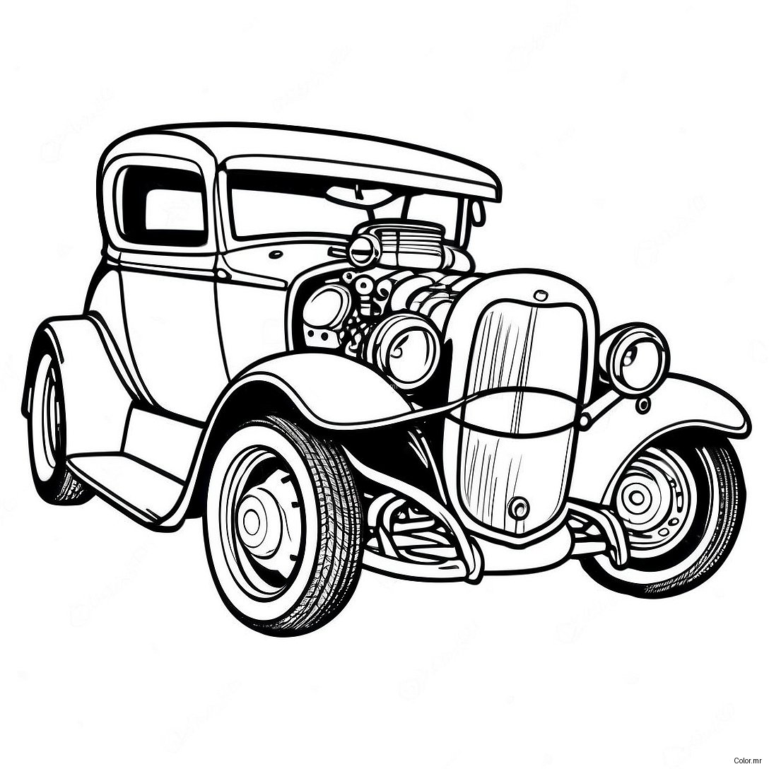 Pagina Para Colorear De Hot Rod Vintage 4602 3703