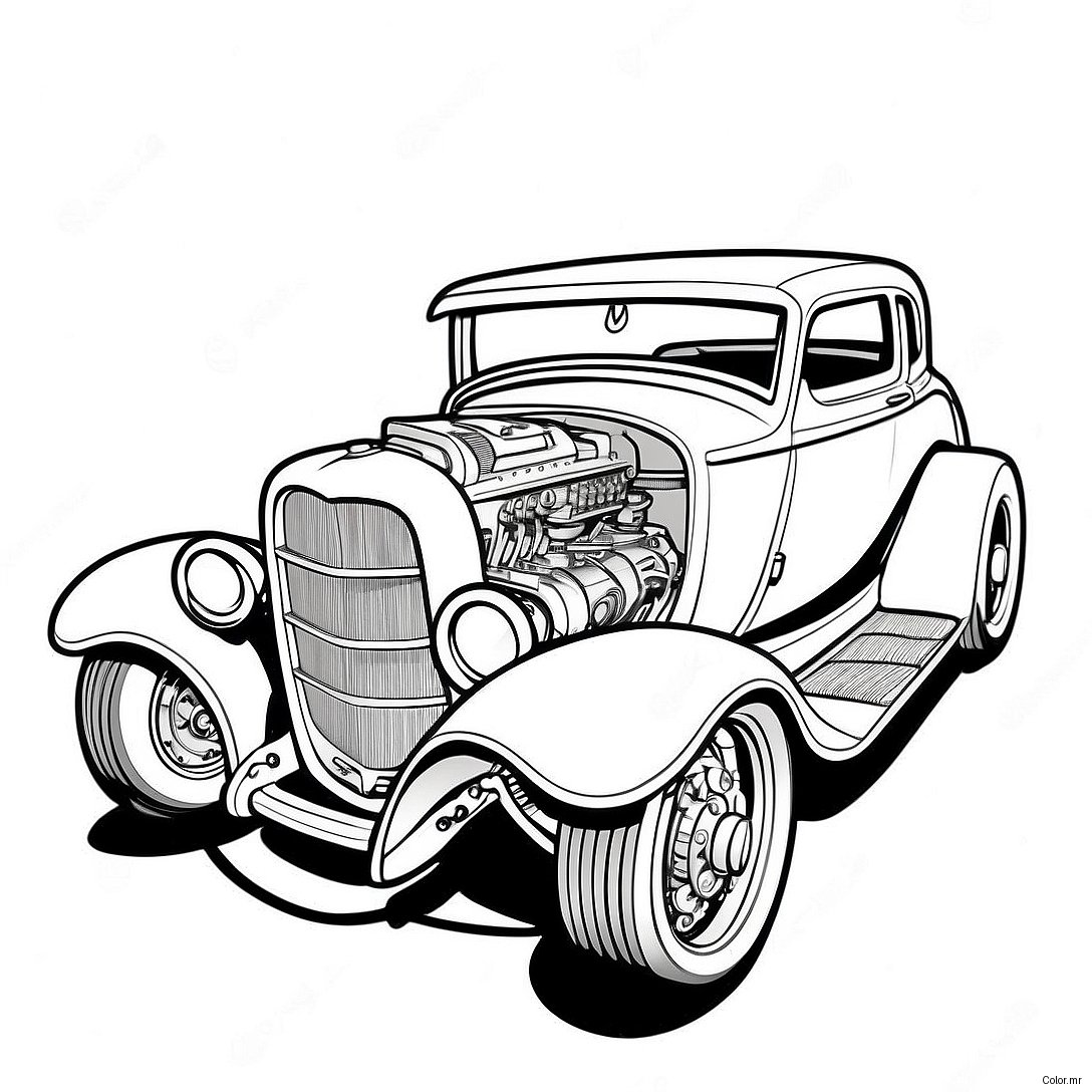Pagina Para Colorear De Hot Rod Vintage 4602 3704