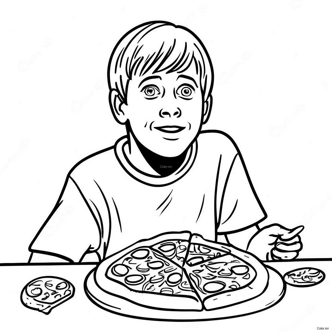Pagina Para Colorear De Kevin Mccallister Con Pizza 9677 7894